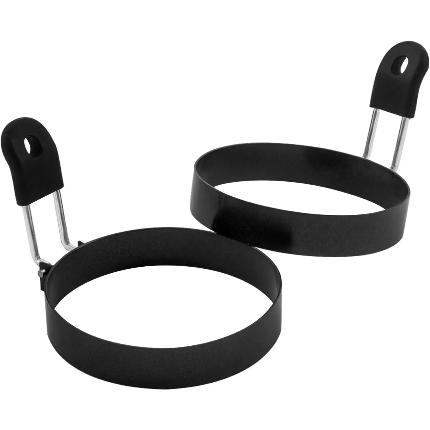 2pcs Stainless Steel Foldable Egg Ring Non-Stick Round Fried Egg Mold Perfect for Poached and Fried Eggs Kitchen Gadgets Kitchenware
