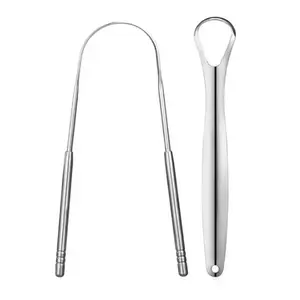 Stainless Steel Metal Tongue Scarper Brush Dental Kit Tongue Scraper Cleaner for Adults Surgical Grade Eliminate Bad Breath Oral