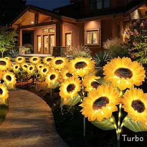 Solar Powered LED Sunflower Garden Lights Set of 2/4/6 Pieces Realistic Nighttime Glow for Yard Lawn Patio Porch Waterproof IP65 Energy Efficient Outdoor Lighting Durable Plastic Flowers All Weather Protection