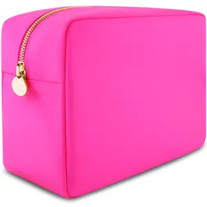 DANCOUR hot pink Minimalist Nylon Zip Large Makeup Bag