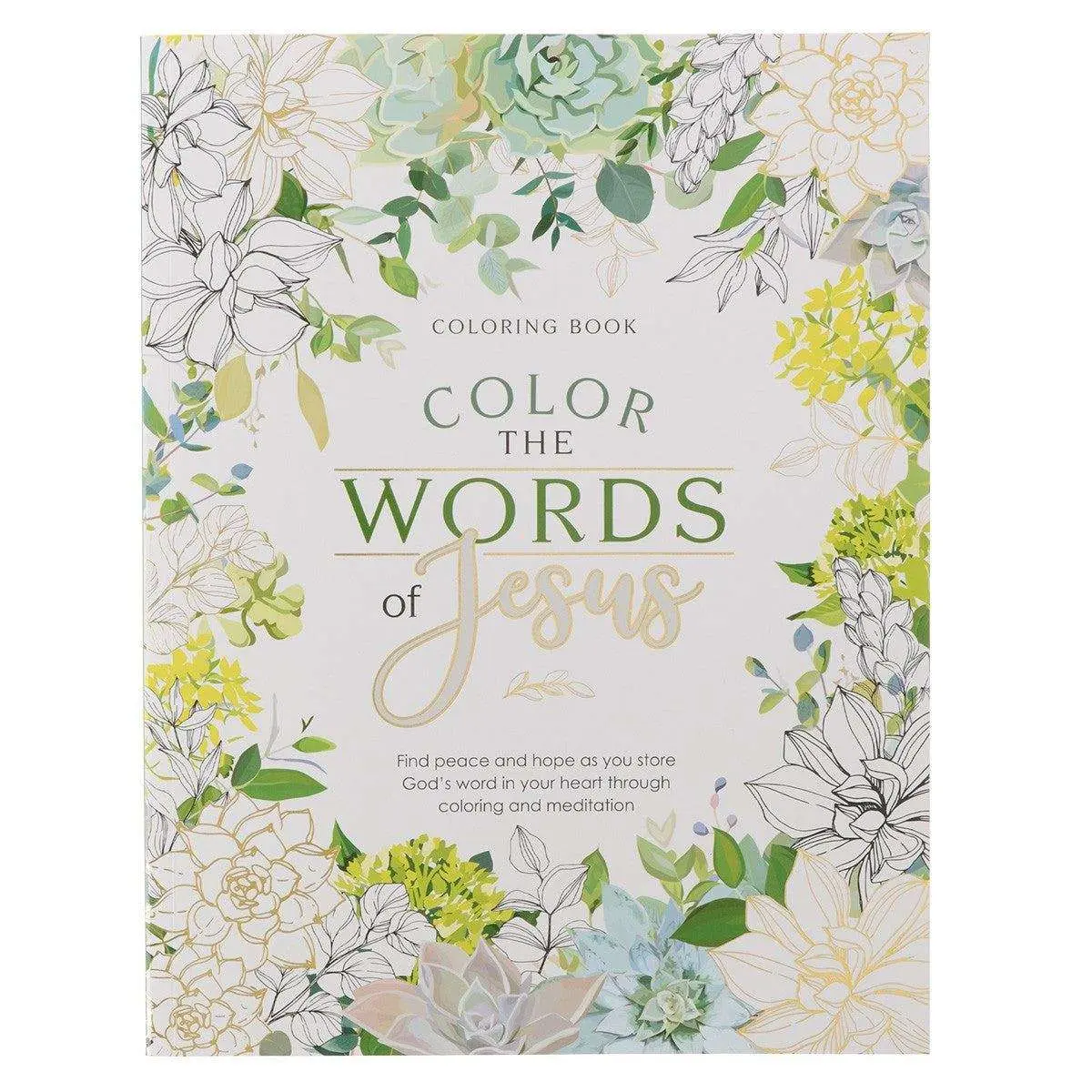 Religion-Inspired "Color the Words of Jesus" Coloring Book (CLR067) - Office Art Supply with 55 Scripture Verses, Christian Art Publishers, for Adult Meditation, Anxiety Relief, Peace, Encouraging Gift