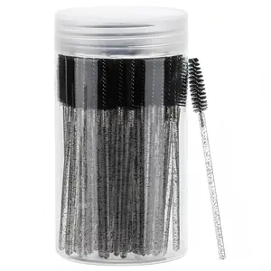 100pcs Eyelash Brushes with Container, Bendable Disposable Brow Brush, False Eyelashes Applicator for Mascara and Castor Oil