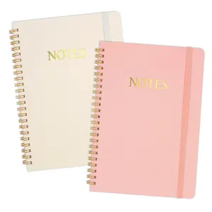 2PCS Aesthetic Spiral Notebook, Cute Notebook, Soft Cover Notebook, 8.3" x 6.1" Notebook For Women, A5 Spiral Journal Notebook for Office/School/Home(Beige & Pink)
