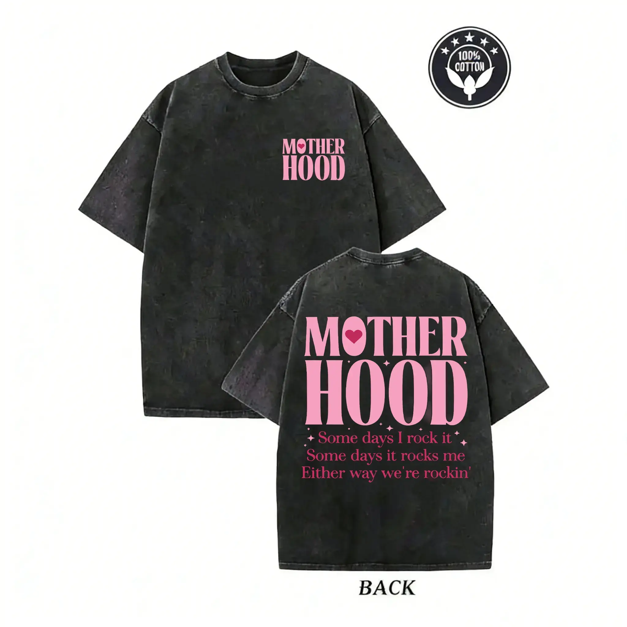 Women's Vintage Washed Oversized Short-Sleeve Cotton T-Shirt - Breathable Fabric, Streetwear Style for Mothers