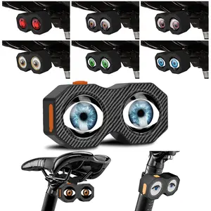 2025 Upgraded Demon Eyes Bike Tail Light, Waterproof Smart LED Rear Bike Light with 82 Presets, Programmable Eyes Rear Bicycle Tail Light with Type-C Charging, Mounting Bracket for Bikes, Rechargeable Bicycle Light