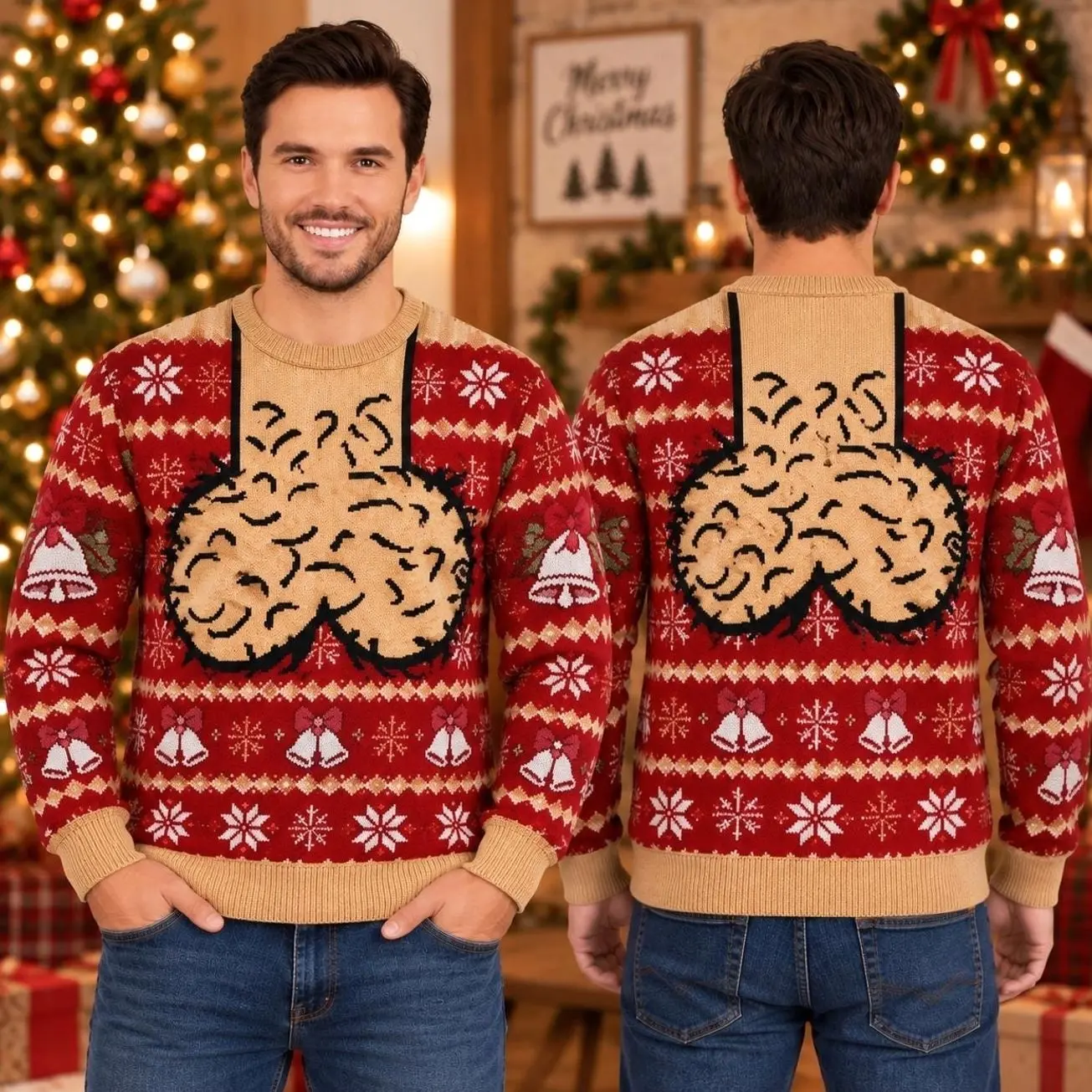 Funny Jingle Balls Ugly Christmas Sweater, Printed Xmas Sweater for Men, Adult Humor Pullover, Christmas Gift for Husband Dad Grandpa Elizabeth Rodriguez H2K