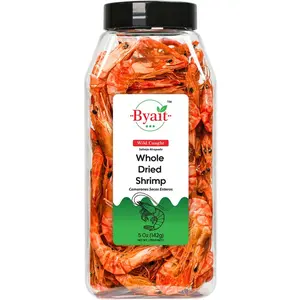 Whole Dried Shrimp 5 Oz, Approx.95 Pieces, Jumbo Dehydrated  WildCaught Shrimp for Snacks, Salads, Soups, Cooking  Ramen Toppings, No Additives