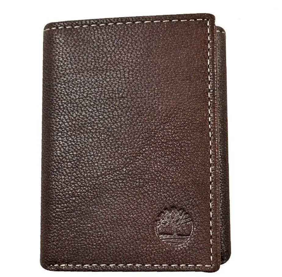 Timberland Men's Premium Genuine Leather Trifolder Wallet Brown