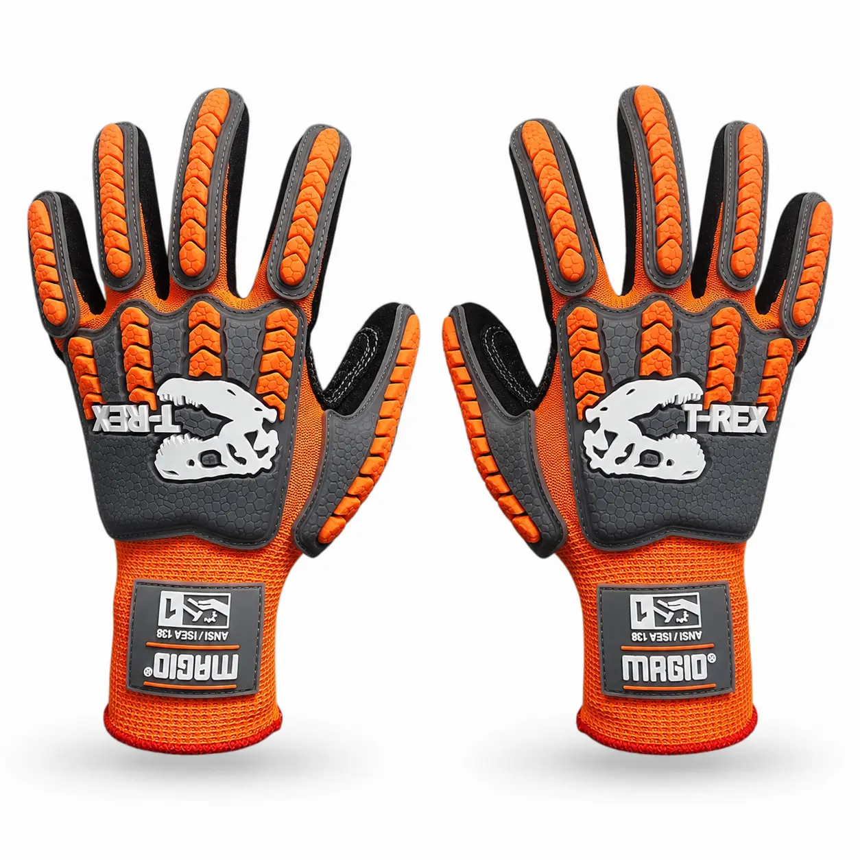 Magid TRX400 Polyester General Purpose Knit Impact Gloves with Color-Coded Cuff Overcast, 12 Pairs for Construction and Demolition, Demanding Work Environments (Enhanced Dexterity)