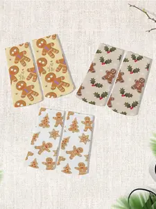 3 pairs of Christmas theme unisex crew socks Harajuku style cartoon gingerbread man pattern mid-tube socks autumn and winter warm and comfortable breathable compression socks daily leisure home work travel party Thanksgiving Christmas New Year gift socks