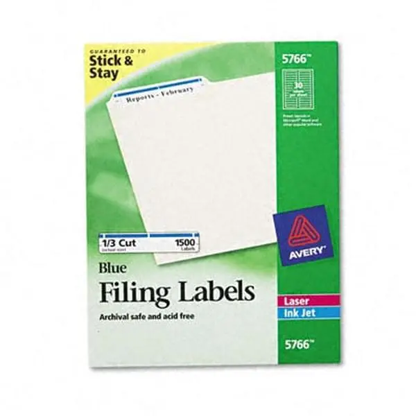 Avery Self-Adhesive Laser/Inkjet File Folder Labels- Blue Border- 1500/Box