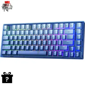 Risophy Hot Swappable Mechanical Keyboard,82 Keys Compact TKL 75% RGB Backlit Wired Gaming Keyboard, Programmable Macros, Gradient Blue PBT Keycaps.