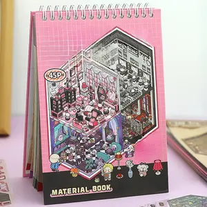 45 mini scene collection 3D stereoscopic landscape stickers Vintage room theme PET white dual material Retro style Comes with random tweezers Self adhesive DIY journal decoration scrapbook material sticker book