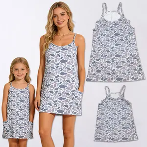 Mommy and Me Matching  Grey Camo Tank Dress with Built-in Shorts Athletic Dress Multiple Prints Available