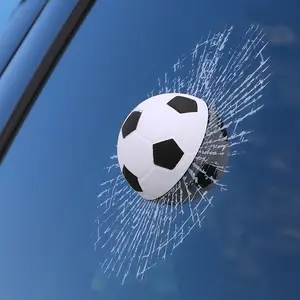 Broken glass stickers, interesting 3D baseball, tennis, and football hitting car body window decals, car window ball hitting self-adhesive fun car stickers, tricky simulated ball and tennis broken glass windshield decorations