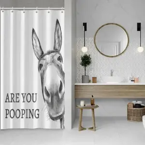 Funny Donkey Shower Curtain - Waterproof Fabric Shower Curtain Set for Bathroom Decor - are You Pooping Shower Curtain