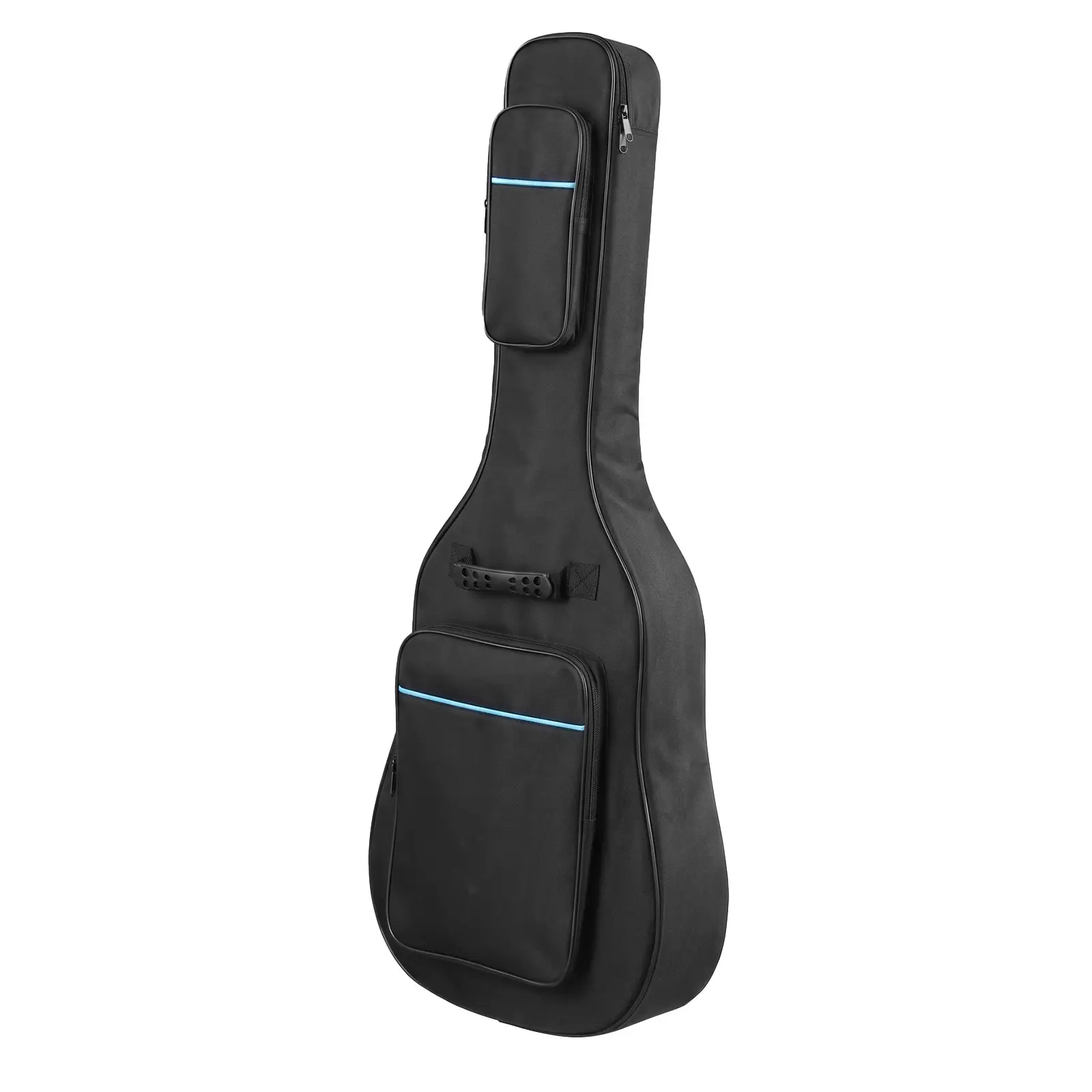 Unisex 41-Inch Acoustic Guitar Protective Bag - 600D Oxford Cloth, Black With Blue Line, Durable Instrument Case for Travel, Trendy Design, Durability