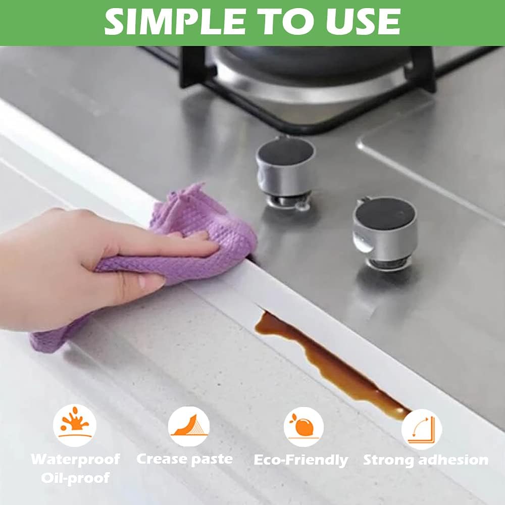 Waterproof Self Adhesive Caulk Tape – 1.5" x 10.5Ft PVC Silicone Sealing Strip for Bathroom Bathtub Kitchen Toilet Wall Windows, Stop Leaks, Cover Gaps, Edge Sealer Waterproof Self Adhesive Caulk Tape – 1.5" x 10.5Ft PVC Silicone Sealing Strip for Bathroom Bathtub Kitchen Toilet Wall Windows, Stop Leaks, Cover Gaps, Edge Sealer