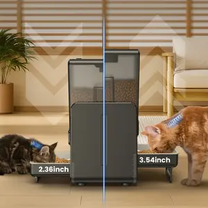 【Spine Protector】CityFlee Automatic Pet Feeder with 5G/2.4Ghz WiFi, 5L/20Cups, Dual Bowls, Timed and Voice Call for Small Pets, Multiple Cats, Small Dogs