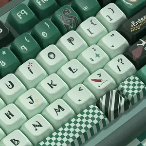 Green Magic Theme Keycaps, Cherry/ MDA Height, PBT Material Configuration Cartoon Keycaps
