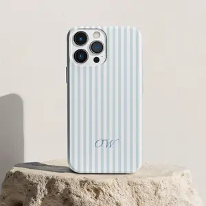 Personalized Blue Striped Phonecase |   Custom Aesthetic Summer Coastal Phone Case, Blue Beachy Phonecase, Preppy Phone Case