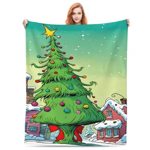 Christmas Tree Throw Blanket Cozy Soft Warm Blanket Suitable for Bed Sofa Living Room Decorate Gift Home Bedroom Decor