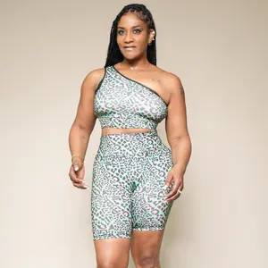 OverFortySportswear Jungle Biker Shorts Set for Women - Activewear Gym Clothes