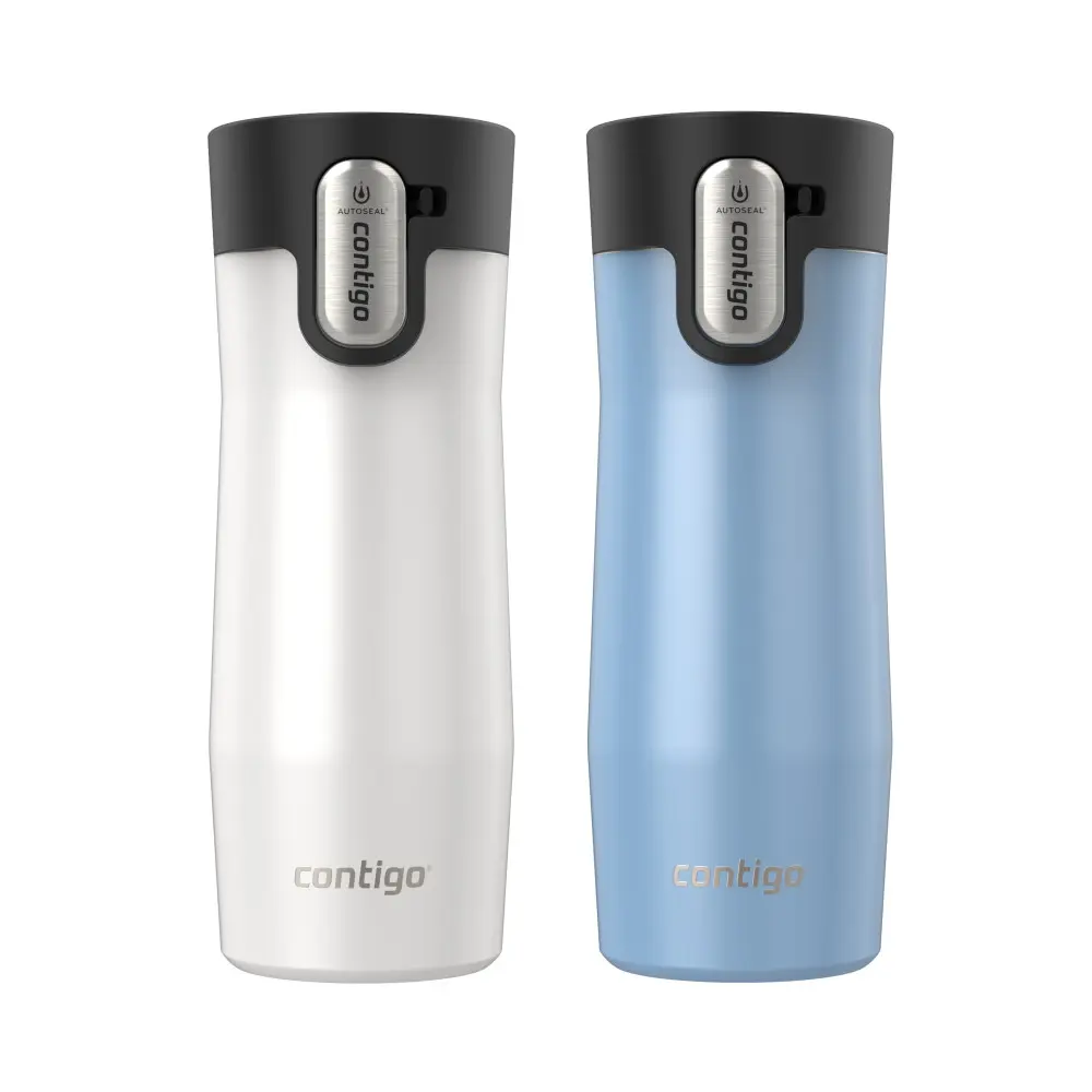 Contigo West Loop 3.0 Autoseal Thermal Stainless Steel Tumbler Flasks, 16 oz, Button-Operated Lid, 2-Pack, Insulation, Drink