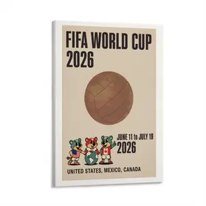 Retro World Cup 2026 Poster |   Vintage Soccer Art |   USA Mexico Canada |  TShirt Brown Football And Cartoon Mascots With Usa Mexico Canada Flag United States Mexico Canada June 11 To July 19 2026 Design For Soccer Fans And Sports Events