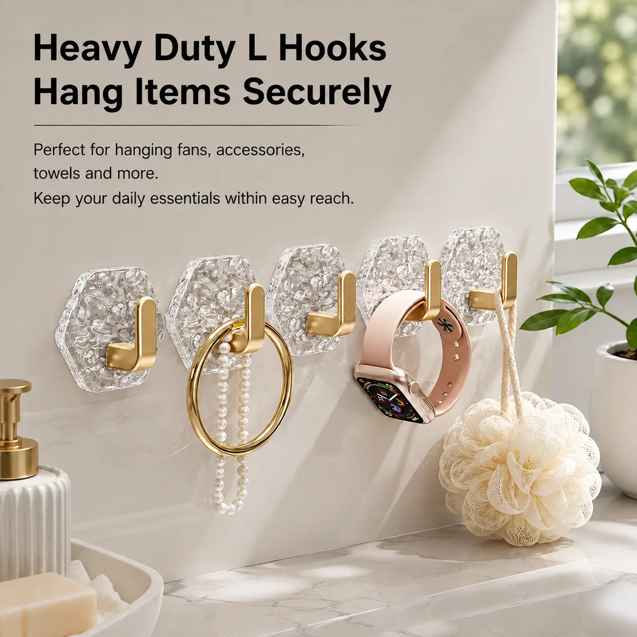 Heavy-Duty Plastic Self-Adhesive Hexagonal Ripple Hooks, 10/20-Pack Waterproof Rustproof Sticky Hooks for Bathroom, Kitchen, Easy-Install Home Organizer for Keys, Towels, Coats