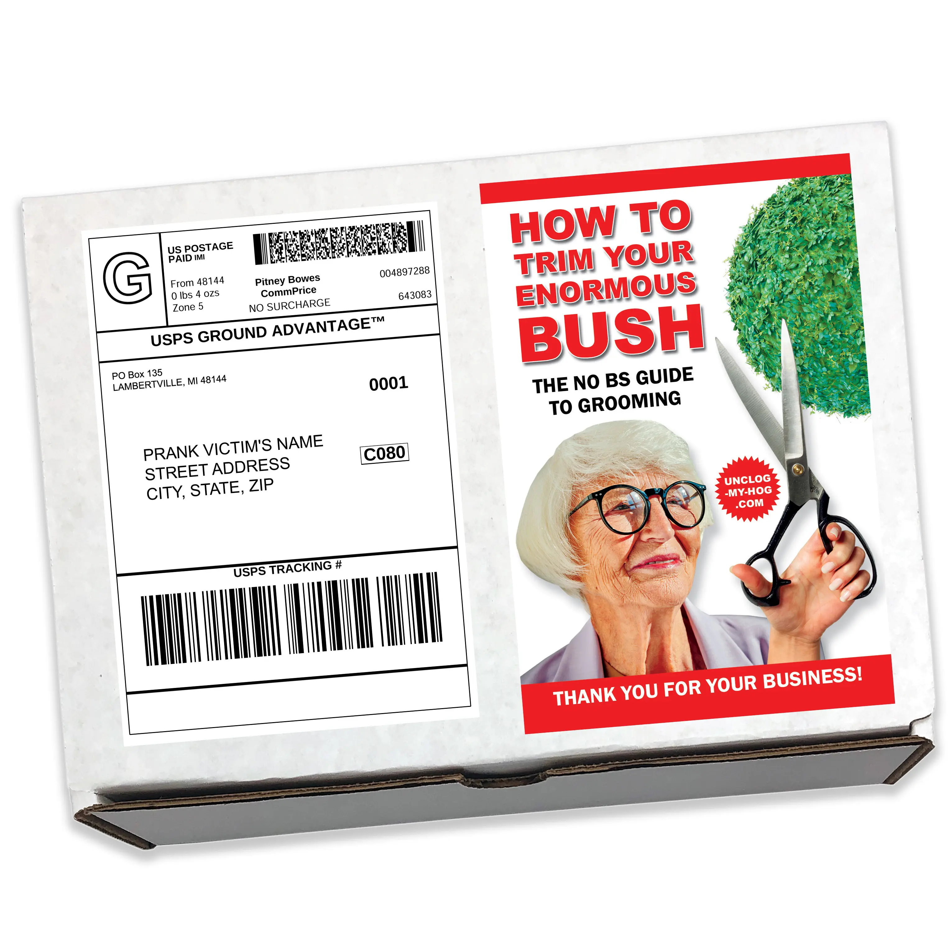 Trim Your Bush Prank Mail Sent Directly to your Recipient - 100% Anonymously!