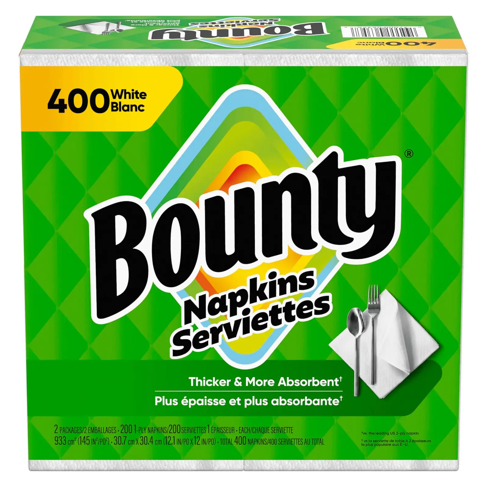 Bounty Paper Napkins, White, 400 Count