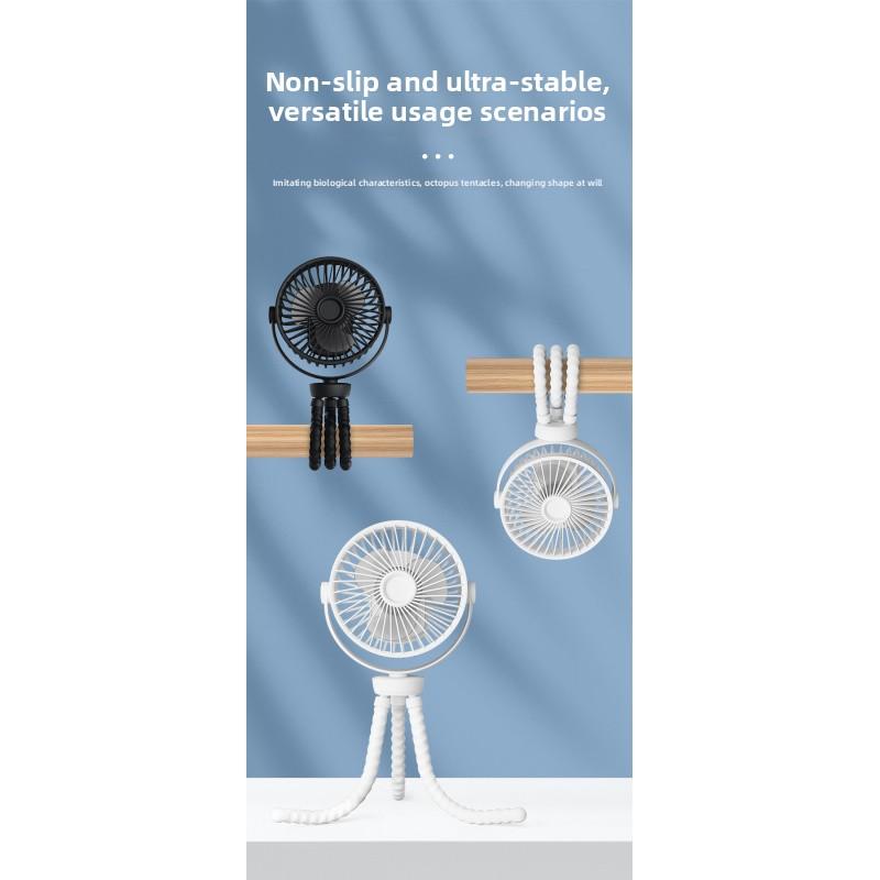 Portable Octopus Fan for Strollers, USB Rechargeable, Quiet & Foldable, Perfect for Outdoor Use