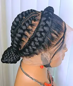 Black Full Lace Packed Cornrow Braided Synthetic Wig – Neat, Natural & Ready to Wear