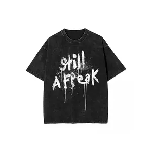[Vintage Wash] Still A Freak" Korn Band Graphic T-Shirt - Soft Cotton, Black with White Droplet Design, Casual Crew Neck Short Sleeve T-Shirt, Suitable for Rock Concerts and Harajuku Style Lovers, Band T-Shirt