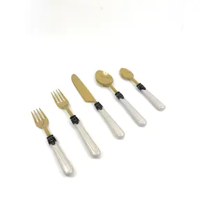 White Resin Handle Flatware set of 20 Antique Design