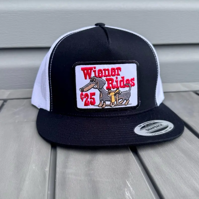 Wiener Rides 25¢ Funny Patch Hat Yupoong SnapBack