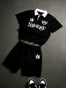 Men's Saintage Sportswear Set | "Saintage Sport Division" Script & USA Graphic | Relaxed Loose Fit | Moisture-Wicking Material | Ideal for Street Style & Daily Wear | Must-Have Athletic Wardrobe Piece