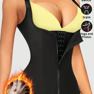 Women's Sports Waist Trainer with Zipper, Adjustable Shoulder Straps, Body Shaper Tank Top, Abdominal Control Belt, Yoga Running Girdle, Waist Training, Shapewear