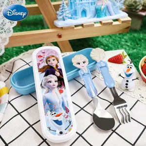 1Set of 3pcs Disney Frozen Elsa Anna 3D Spoon Fork Set, Food-Grade Tableware Dinnerware Sets with Non-Slip Handle for Outdoor Picnics, Cartoon Design for Kids Birthday Parties