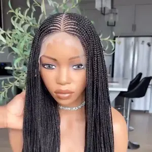 3-Step Cornrow Braided Lace Front Wig | Handmade Cornrow Braid Wig | Glueless Braided Wig | Natural Hairline Protective Style