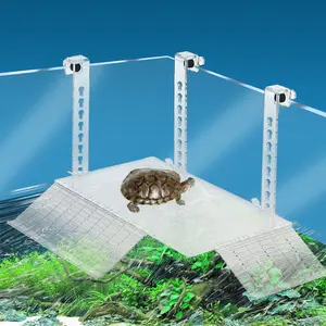 Turtle Basking Platform Acrylic Turtle Dock Basking Platform Height Adjustable Turtle Dock Clear Turtle Terrace Basking Platform with 2 Slides for Tortoise Fish Tank Aquarium