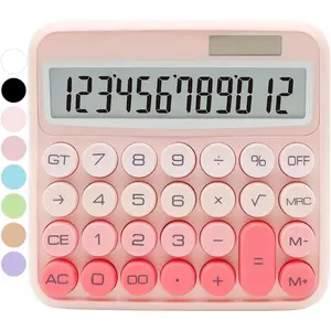 Gradient Pink Calculator,  Standard Calculator 12 Digit with Large LCD Display and Big Buttons,Pink Office Accessories for Women Desk,Cute Calculator for Office,School, Home,Business (Meat Pink)