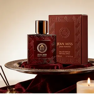 Jean Miss Pour Homme Eau De Parfum, 50ML/1.7fl.oz., Oriental Woody Spicy Fragrance, Vintage Greek Key Pattern Bottle, Ideal Gift for Him