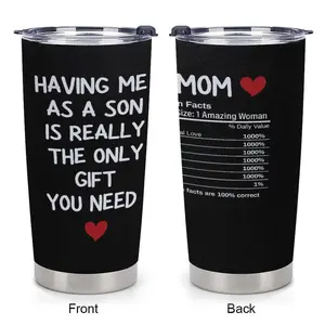 Sarcastic Mom Nutrition Facts 20oz Insulated Cup - Funny Mother's Day Gift For Mom From Son - Novelty Coffee Tumbler