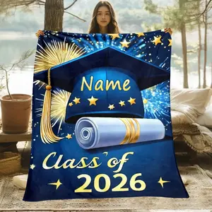 Personalized Graduation Blanket 2026 Class Name Soft Flannel All-Season Bedspread for Graduation Parties and Classroom Decor summerwins