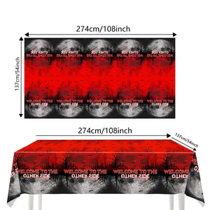 Upside Down Forest Party Tablecloth, Classic Characters & Reversed World Pattern, Large Size Disposable Oil-Proof Waterproof Plastic