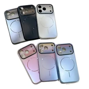 New Iridescent Magnetic Phone Case Compatible with IP17Promax/16Promax Acrylic Screen Printing Anti-Scratch Full Coverage Protective Case