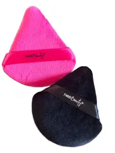FabD Beauty-Powder Puff - Pink & Black Design, Soft Texture, Precision Application, Finger Pocket, Stretchy Band, Ideal for Makeup Application