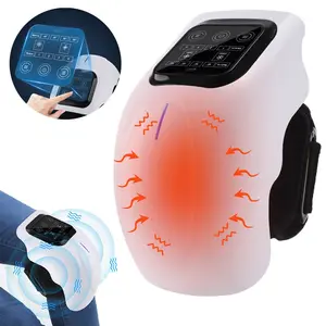 Cordless Knee Massager with Heat, Red Light Heated Knee Massager with 4 Heat Levels & 4 Vibration Modes, LED Screen, Adjustable Straps, Gift for Men and Women